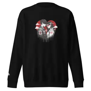 Unisex Love Blind Premium Sweatshirt - Long Sleeve Cotton Sweater with Heart Graphic Design, Classic Fit, Soft Fabric, Available in Black