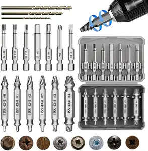 16 Pcs Damaged Screw Extractor Set, ez Out Screw Extractor, Stripped Screw Extractor Set of Rusty Broken Screws & Bolts