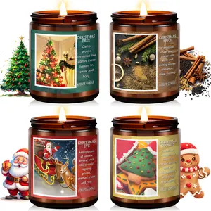 Christmas Candle Set | 4Pack Christmas Scented Candle Holiday Candle Gifts - Soy Candles Home Scented, Christmas Gift for Women and Men - Christmas Scents of Christmas Tree/Spice/Cookies/EVE