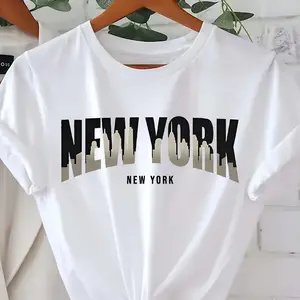 Stylish White NEW YORK Skyline Graphic T-Shirt | Casual NYC-Inspired Tee for Men & Women-10595
