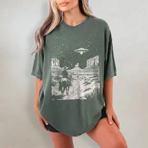 Comfort Colors UFO Cowboy Shirt - Retro Western Comfort Colors T-Shirt, Vintage Graphic Tee, Gìt For Men For Women