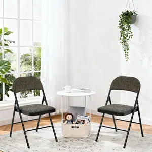 Folding Chairs with Padded Seat and Back, 330 lb Capacity Fabric Stackable Dining Chairs for Home, Office, Wedding, Party, Indoor Outdoor, 2 or 4 Pack