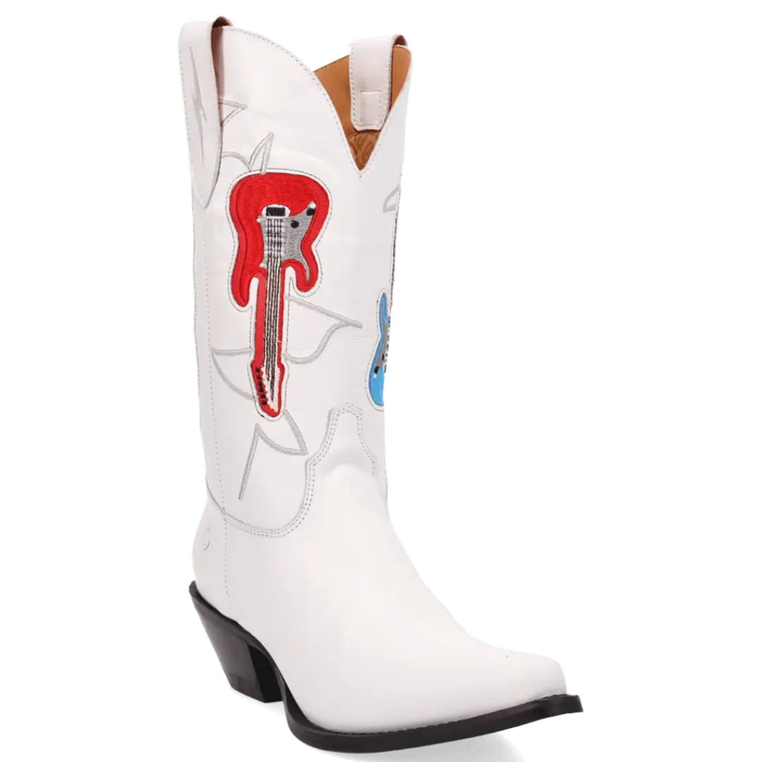 Dingo Ladies White Jukebox Leather Western Boot DI2421
