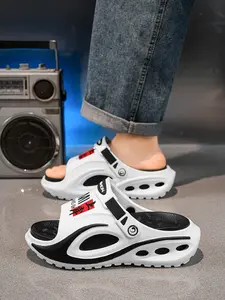 Men's Trendy Platform Clogs 2026 Summer New Style, Height-increasing, Two-way Sandals, Double-layered Wear-resistant Sports Sandals, Suitable for Outdoor Activities, River Tracing, Beach, Daily Commuting, Eye-catching Gray and Black Color Scheme.