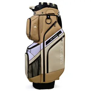 TUMMOCK 14-Compartment Golf Cart Bag - High-Quality Durable Accessory, Enhanced Storage, Dry Pocket, Green-Black Color Scheme for Golf Clubs