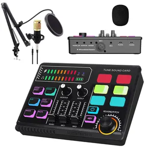 Podcast Equipment Bundle, 1 Set Streaming Podcast Mic Starter Kit with Voice Changer, Live Sound Card Audio Interface for Computer Vlog Living