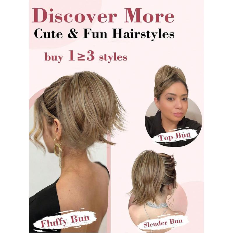 10 Inch Messy Bun Hair Piece,Straight Fake Chignon,Claw Clip In Short Ponytail Extension,Heat Resistant Synthetic Ponytail Extensions For Women,Party Daily Use