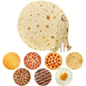 Summer Gift Flannel Round Blanket, Lightweight Soft Bed Cover, Food Blanket, Unique Design, Suitable for Bedroom Sofa Office