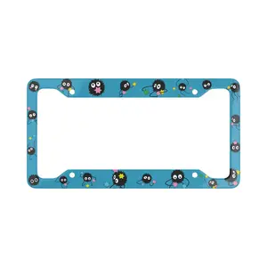 Soot Sprite License Plate Frame, Spirited Away Fanart Anime Car Tag Holder, Weatherproof, Gift for Otaku