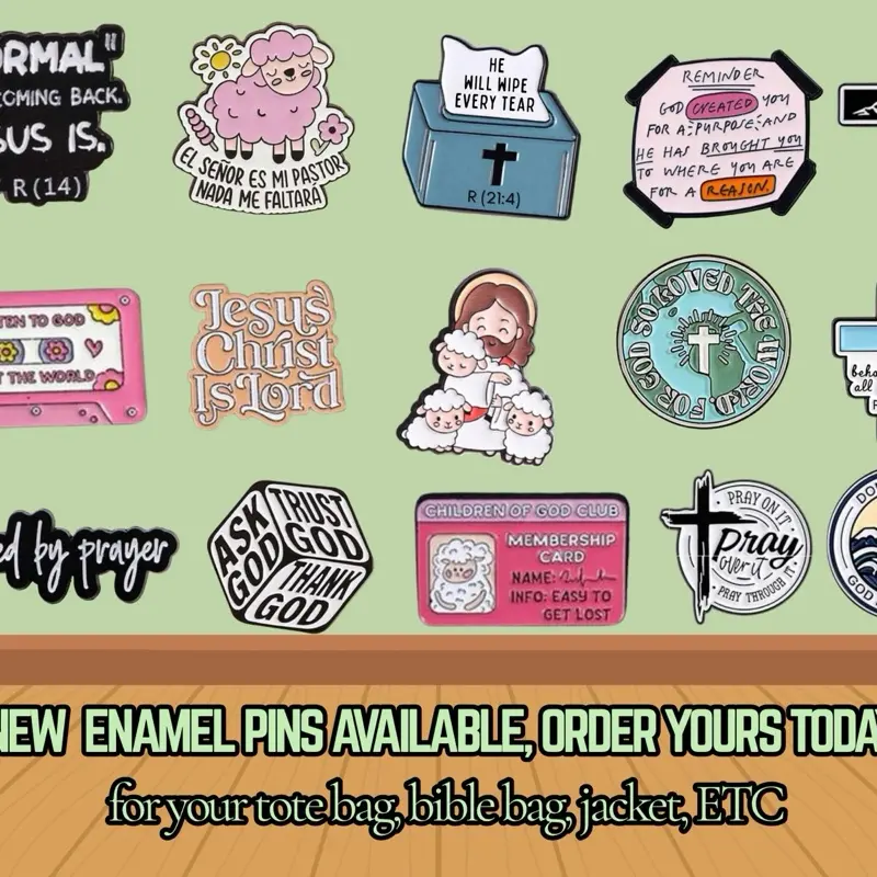 Christian Enamel Pins mystery bundle (5 pins total)- Perfect for Tote Bags Bible Bags or Hats - Express Your Faith Stylishly