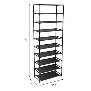 Stainless Steel 10 Tier Stackable Shoe Rack Storage Shelves for Holds 50 Pairs of Shoes suitcase , Best SBedroom Organizer stylish