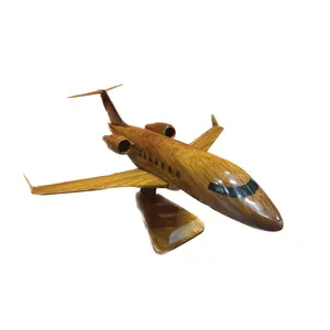 Bombardier Challenger 604 Mahogany Wood Desktop Airplane Model