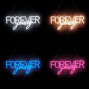 FOREVER young Led Neon Signs for Wall Decor, Personalized Neon Lights Sign for Wedding Party Birthday Gift Name Bedroom Home Man Cave Bar Game Room，USB Powered