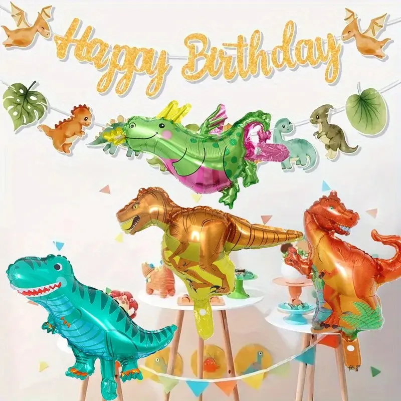 4/8/16pcs Cartoon Mini Dinosaur Balloons Foil Balloon Set for Birthday Party Decorations, Ideal for Dino Theme Events and Photo Props