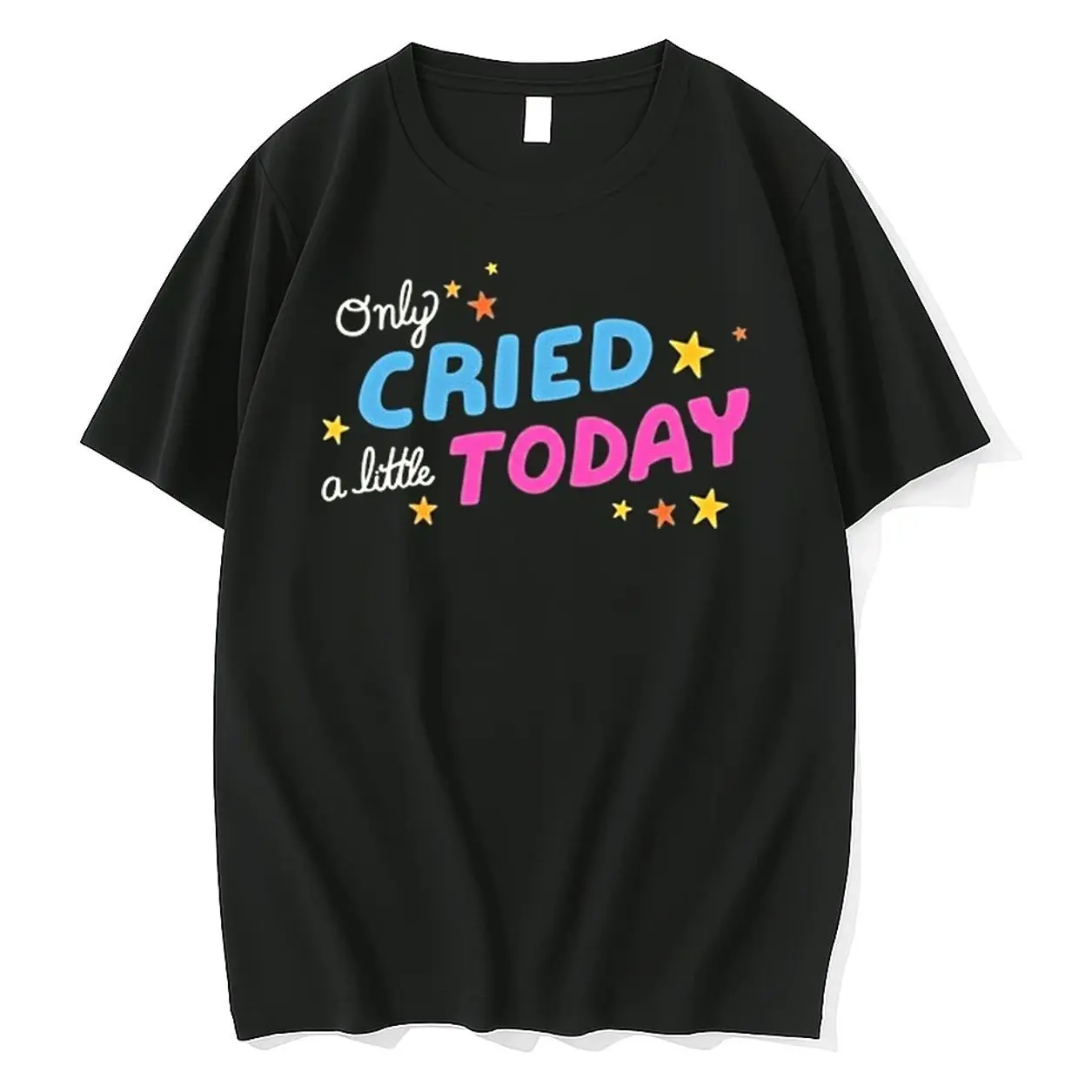Women's "Only Cried A Little Today" Graphic T-Shirts - S/M Sizes, Athletic Style, Suitable for Outdoors & Yoga Exercises, All Seasons, Christmas, Digital Print, Cold Wash, Crew Neck, Machine Washable