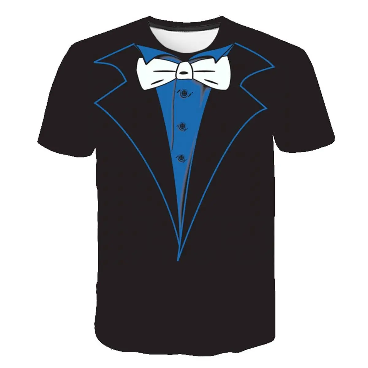 Women's Short-Sleeve T-Shirt - Unisex 3D Tuxedo Full-Print Streetwear Top, Soft Fabric, Relaxed Cut, Breathable for Parties, 3D Tuxedo Print, Full-Printed