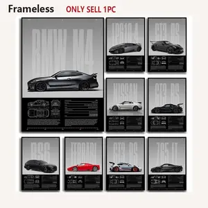 1 piece, Classic Minimalist Modern Cool Design Wall Art Car Poster, Luxury Aesthetic Supercar High-Definition Canvas Print Poster, Home Living Room Bedroom Decor, Frameless
