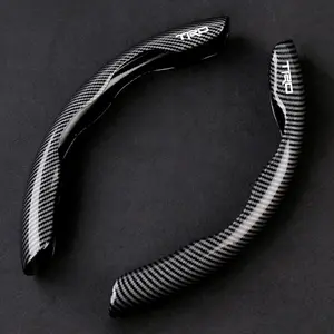 2pcs Carbon Fiber Car Steering Wheel Non-Slip Cover, Protective for Toyota Trd Corolla Yaris Chr Auris Rav4 Prius Prado, Accessories