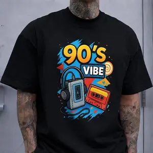 90's Vibe T-Shirt, Retro Cassette Player Graphic Tee, 90s Nostalgia Gift