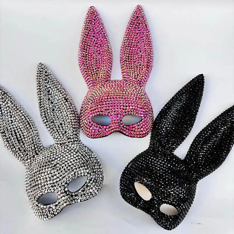 Halloween Sequin Rabbit Mask Party Masquerade Drama Performance Animal Costume Shooting Props Cosplay Comic Con Props