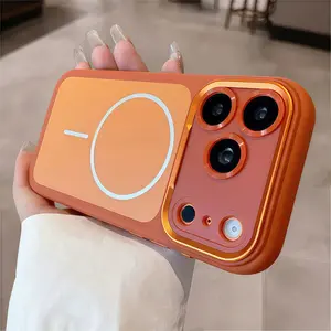 Magnetic skin feeling liquid anti drop phone cases iphone17 Pro Max 16 for iPhone case silicone soft shell TPU+PC shockproof