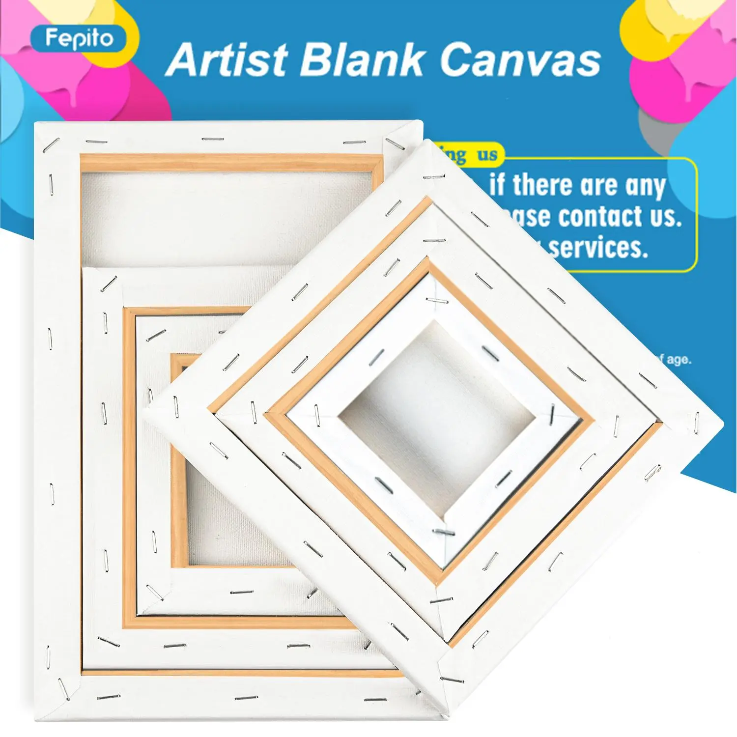 6-Piece Assorted Size Stretched Art Canvas Set with Solid Wood Frame Stretcher - Blank Art Base for Drawing, Acrylic Compatible, Oil, Water Painting; Includes Drawing Mannequin Head & Wood Crafts, Valentine's Day Home Decor Gift