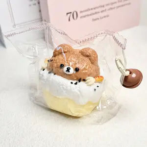 【Buy 3 get 1 free】Bear Ice Cream Tart (Cream Flavor) taba squishy slime squishies  kidstoysFood-Grade Silicone Slow-Rising Rebound Squishy Fidget Toys for Stress Relief - Soft Squeeze Toys with Thick Creamy Slime Texture, Handmade Non-Toxic Sensory Toys