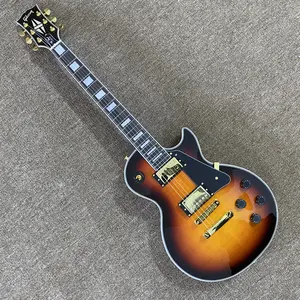 Custom LP electric guitar, white binding, equipped with HH pickups, rosewood fretboard, gold hardware.