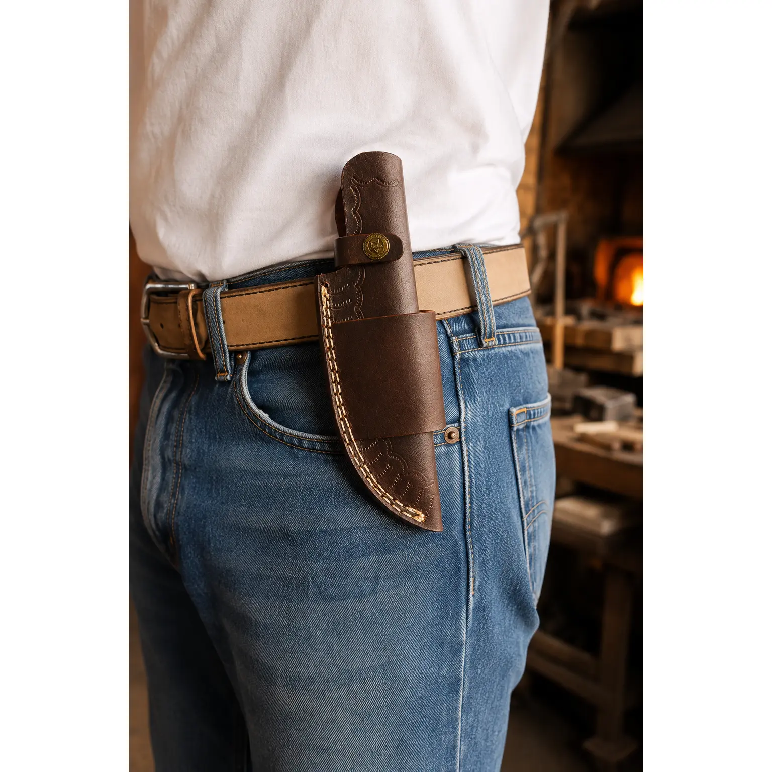 Custom Handmade Cow Leather Knife Sheath - 8 in Fixed Blade Knife Cover for Adults, Hiking, Camping, Clean and Classic Design, Comfortable and Reliable Carry