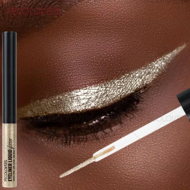 Shiny glitter eyeliner, waterproof eyeliner, long-lasting shimmery look, suitable for daily makeup and party occasions, silver, gold and black, eye makeup, Longwear eyeliner