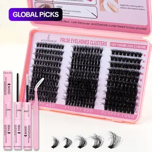 False Eyelashes with Eyelash Tweezers & Glue, 1 Set Natural Look Eyelash Extensions, Self Grafting Curl Eyelashes, DIY Eyelash Extensions, Eye Makeup Supplies for Women & Girls