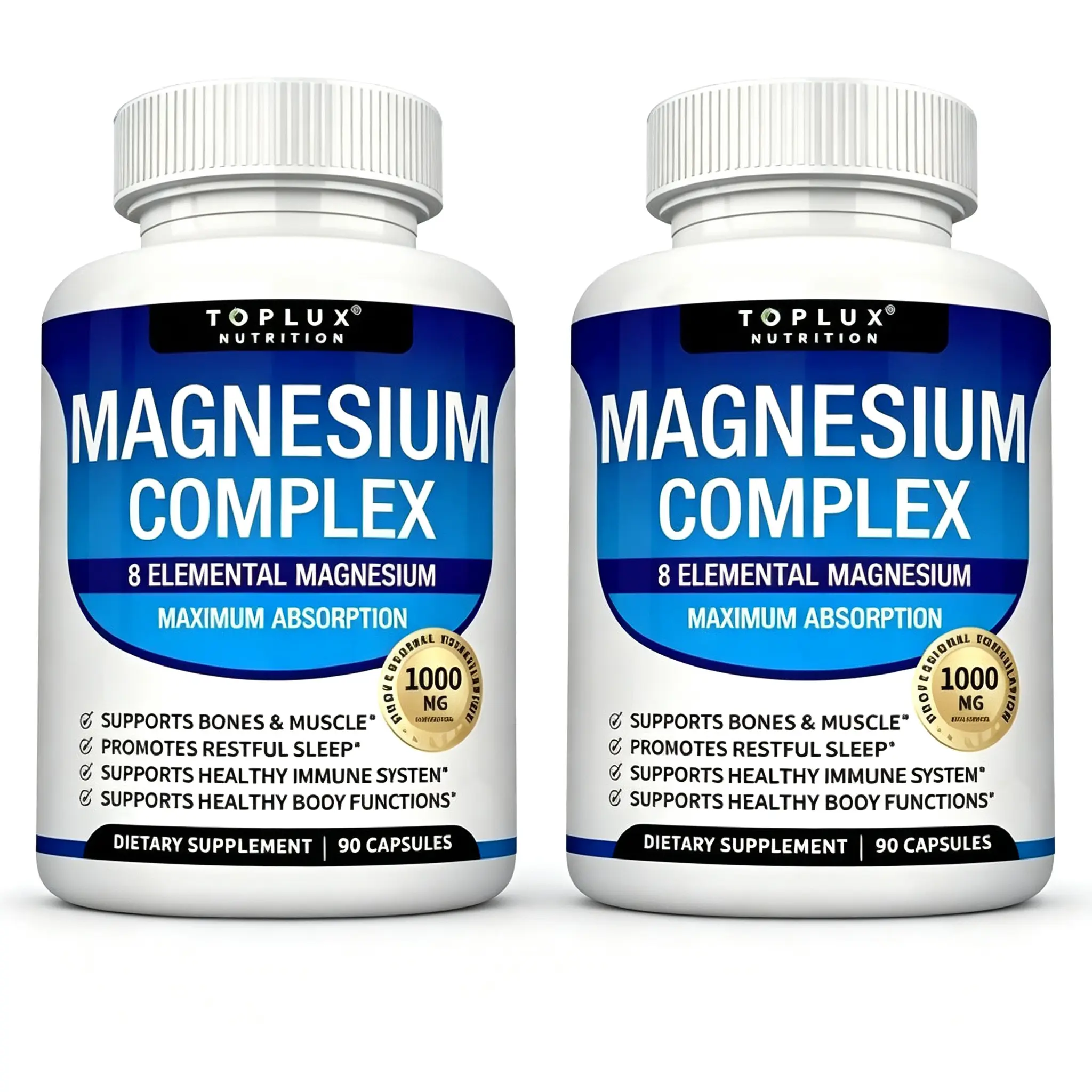 of Nutrition MagnesiumComplex Toplux 7 Elemental SourcesMen Women Bone Muscle SleepImmune Support Nature DecentFitness Dietary Supplement MalateTaurate Chelated for Easy Absorptionfor Bones Muscle Recovery Energy1000mg 90 Capsules