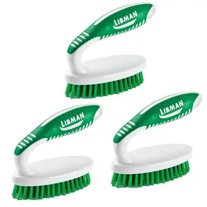 Small Space Scrub Brush 3-Pack - Grip Handle For Corners, PET Plastic, Durable Bristles, Perfect For Grout & Grime