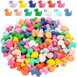 130Pcs Multicolor Mini Resin Ducks, Miniature Duck Figures Landscape Decorations for Home Garden Aquarium Potted Ornament