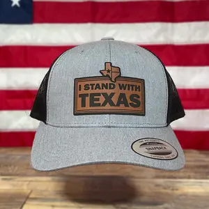 I Stand With Texas Leather Patch Hat | Secure Our Border | Political Hat | Razor Wire | Texas Border Support Hat