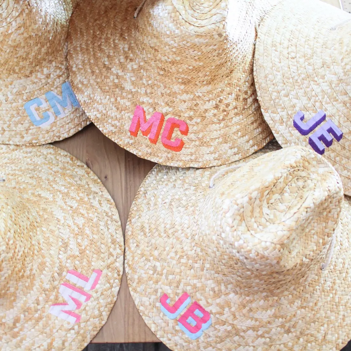 Personalized Straw Beachcomber Sun Hat Monogrammed Hat Lifeguard Hat Bachelorette Gifts Customizable with Initials 100% Natural Wheat Straw Adjustable Chin Strings for Perfect Fit