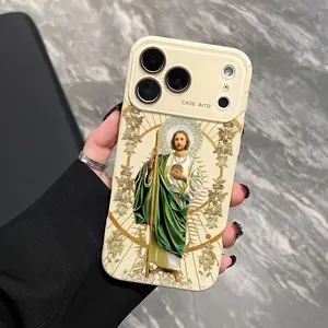 Jesus Pattern Dopamine Ins Style Phone Case Ultra Skin Friendly Touch All Inclusive Lens Compatible with  iPhone 17 16 15 14 13 12