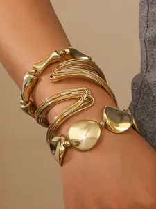 3-Piece Asymmetric Women's Bracelet Set, Elegant Plain Design, Perfect for Daily Wear, Parties, Gifts, Jewelry Accessories, Twisted Bracelet