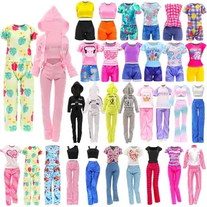 10 Sets Doll Clothes Hooded Sports Suit Casual Outfits Tops and Pants Doll Pajamas for 11.5 inch Girls Dolls