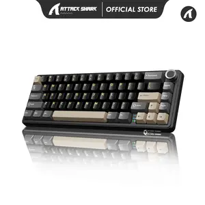 ATTACK SHARK X66 Wireless Mechanical Gaming Keyboard with Knob,Tri Mode USB-C/BT5.0/2.4G Gasket Mounted 60% RGB Gaming Keyboard 66Keys,PBT Keycap, Hot Swappable Custom Strawberry Switch