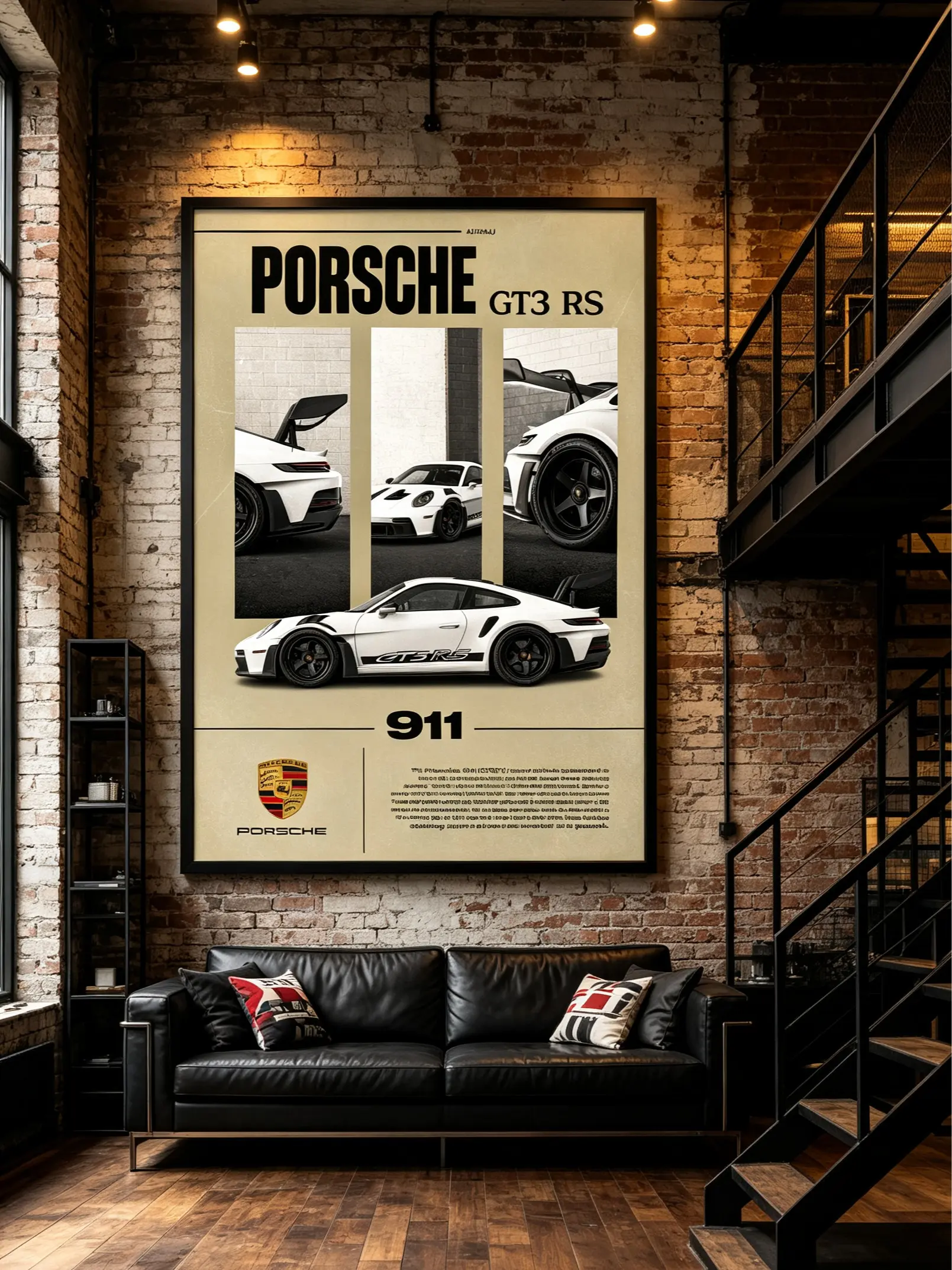 Porsche 911 GT3 RS Poster, Sports Car Wall Art, Luxury Garage Decor Print, Automotive Enthusiast Gift, Modern Man Cave Artwork