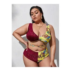 Plus Size Chinese Dragon Print Bikini Set