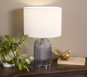 18" Ribbed Glass 3-Way Tabletop Lamp by Kim Gravel