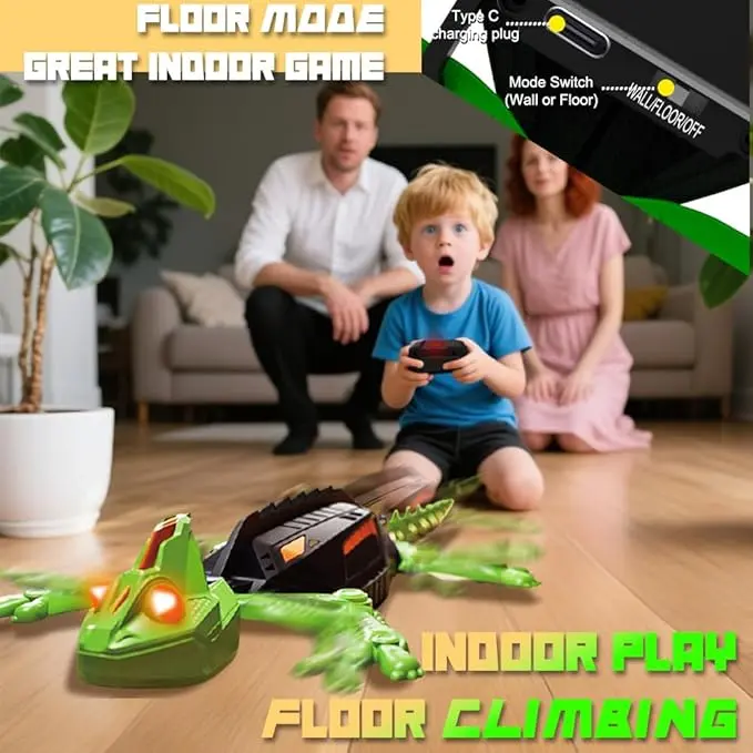 [SpringGlow-Up]-Wall Climbing RC Chameleon Toy for Kids Rechargeable Remote Control Lizard Cockroach Toy with LED Eyes Dual Mode Floor & Wall Driving Gift for Boys Girls Ages 3+,juguetes para niños,Halloween Spoof Gifts