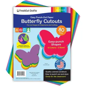 80 Pieces Butterfly Cutouts for Crafts and Classroom Decor, Bright Paper Shapes in Two Sizes for Spring Projects, Bulletin Boards, Life Cycle Lessons, Double Sided USA Made Cardstock