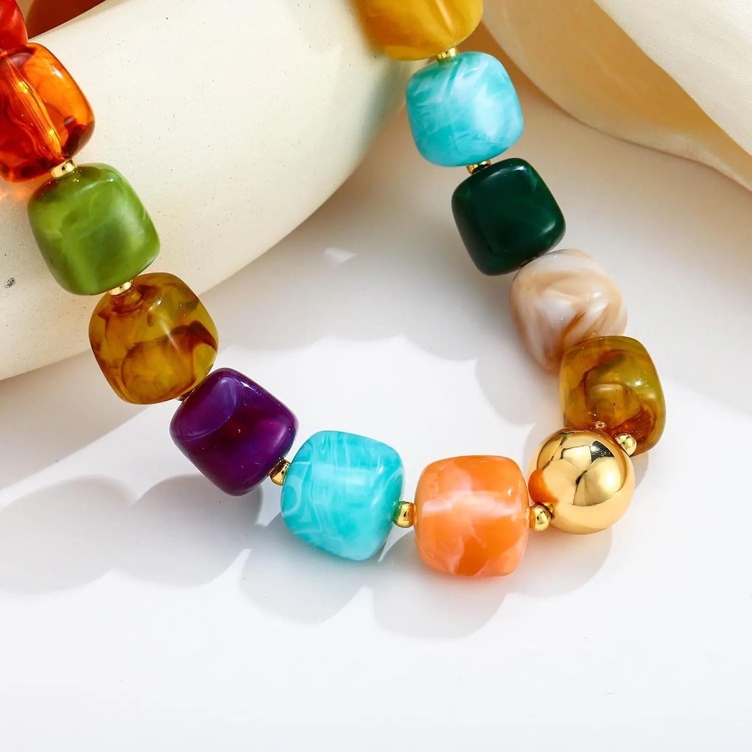 Colorful Chunky Necklaces for Women Trendy Multicolor Large Square Beads Necklace Boho Chunky Statement Choker Necklaces Y2K Summer Colorful Chunky Necklaces for Women Trendy Multicolor Large Square Beads Necklace Boho Chunky Statement Choker Necklaces Y2K Summer