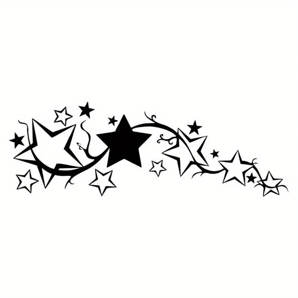 1SET Vivid Cool-Style Star Vine Logo Sticker, Car Decals Sticker For Cars For Trendy Backpacks, Car Bodies, Decor Items Mixed-size stars + vine curve decor, Car Stickers Cool Car Decoration Car Decorative Sticker
