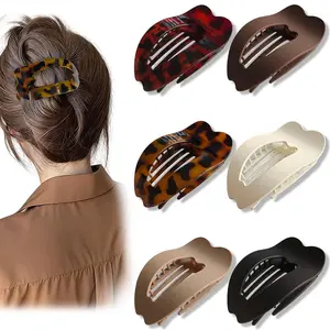 Elegant Minimalist Frosted Solid & Marbled Hair Clips Set for Women 6pcs Heart-shaped Acrylic No Trace Flat Large Hair Clips Ideal Gifts for Her
