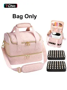 Nail Polish Organizer Bag Holds 80 Bottles (15ml/0.5fl.oz), Nail Lamp, Velvet Nail Kit Storage Carrying Case with Shoulder Strap, Double Layer Nail Supplies Organizer Handbag Women, holiday gifts, Travel Cosmetic Bags, Makeup Organizer Pouch
