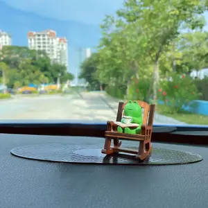 Mini Frog Rocking Chair Car Decor - Cute Dashboard Ornament for Car Desktop, Gift for Animal Lovers Party Christmas｜Cartoon Animal Car Accessories - Solar Mini Frog Decor for Dashboard, Office Desk, Bedroom, Birthday Gifts for Teens